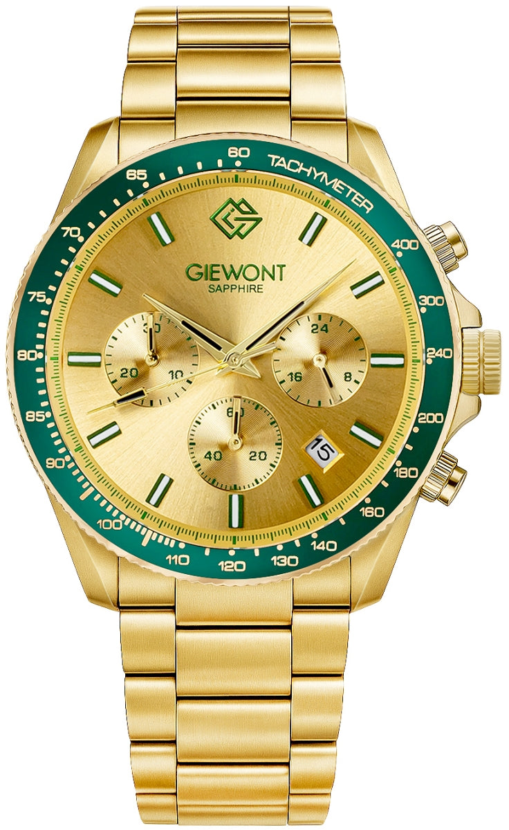Herrenuhr Giewont Chronograph Saphir Gold Grün GW3520-B6