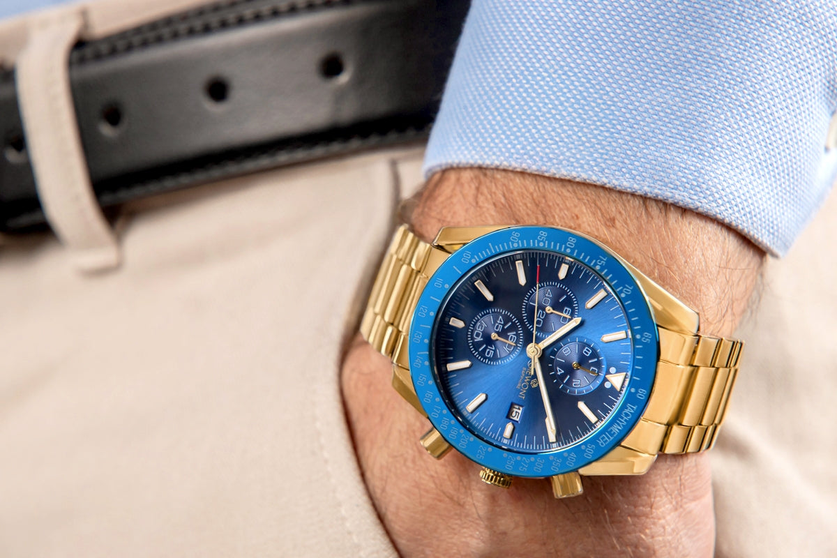 Herrenuhr Giewont Chronograph Saphir Gold Blau GW8720-B6