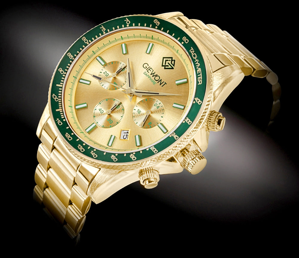 Herrenuhr Giewont Chronograph Saphir Gold Grün GW3520-B6