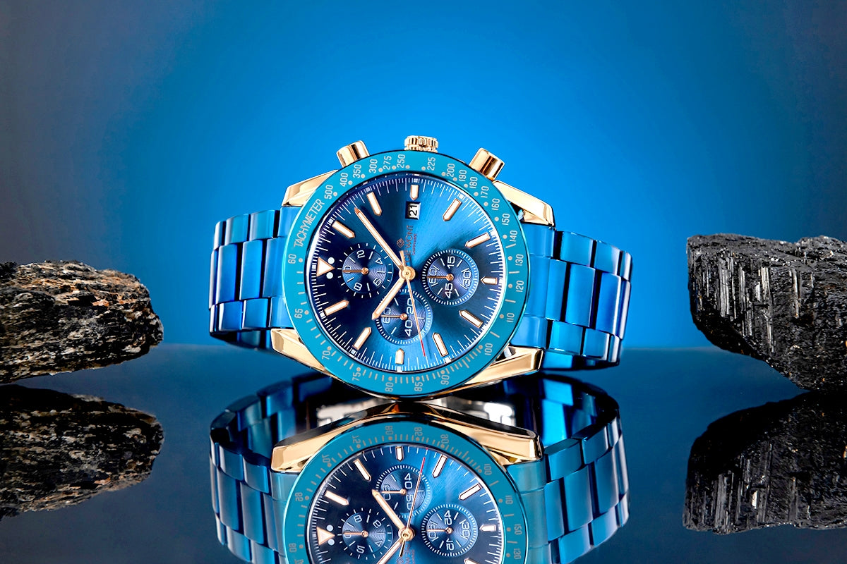Giewont Herrenuhr Chronograph Saphir Blau Kupfer GW8720-B5