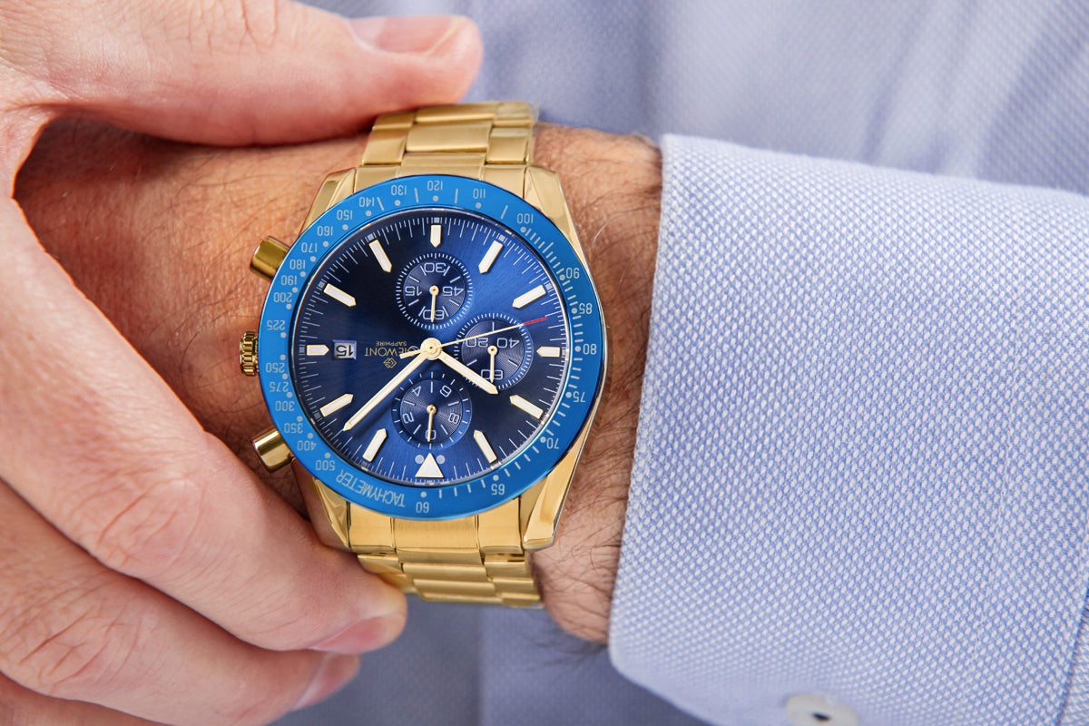 Herrenuhr Giewont Chronograph Saphir Gold Blau GW8720-B6