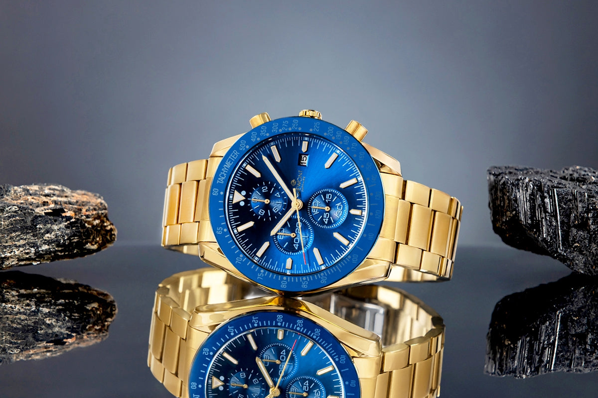 Herrenuhr Giewont Chronograph Saphir Gold Blau GW8720-B6
