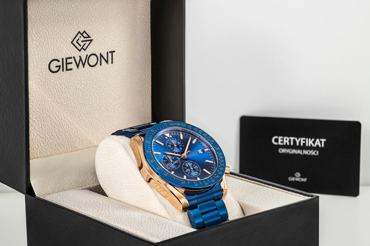 Giewont Herrenuhr Chronograph Saphir Blau Kupfer GW8720-B5