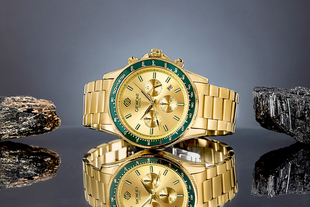 Herrenuhr Giewont Chronograph Saphir Gold Grün GW3520-B6