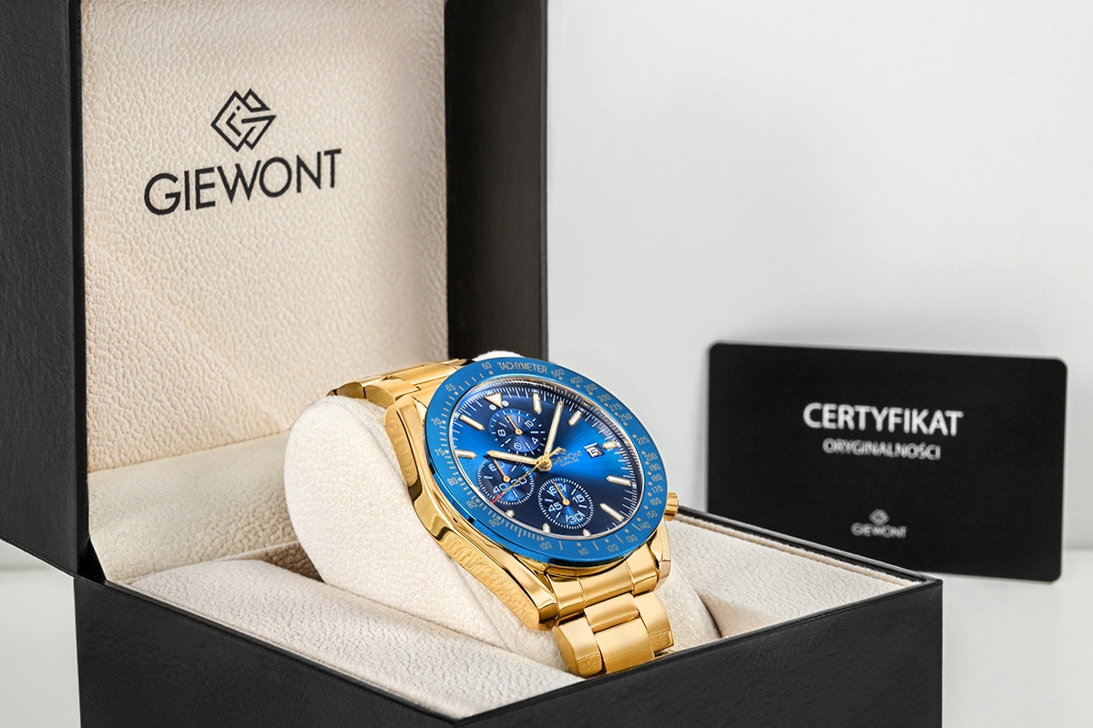 Herrenuhr Giewont Chronograph Saphir Gold Blau GW8720-B6