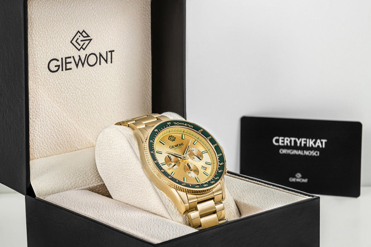 Herrenuhr Giewont Chronograph Saphir Gold Grün GW3520-B6